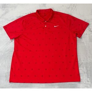 Nike Dri-Fit Mens Golf Polo Shirt 2XL Red Plaid Square DA2987-657 Short Sleeve